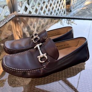 Men's SALVATORE FERRAGAMO 'Parigi' Dark Brown Leather Loafers Size 10 EE